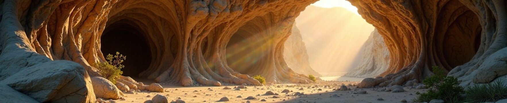 Sunlight filtering through limestone formations, filter, natural, limestone