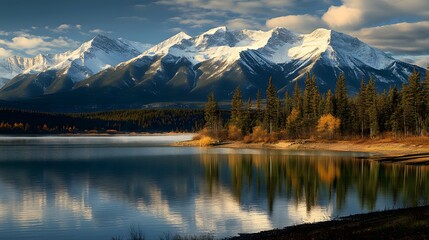 Serene Mountain Reflection: Tranquil Lake Landscape
