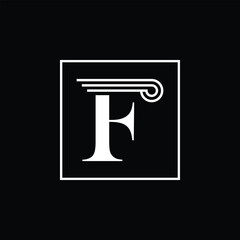 Initial F serif font law logo inside square