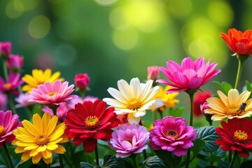 Wide selection of colorful flowers in a garden, flower, arrangement