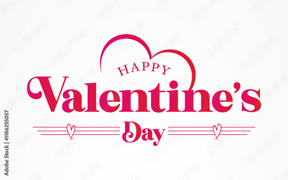 Fototapete valentines day calligraphy text with heart shape on white background.