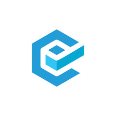 initial letter C hexagon chek mark logo