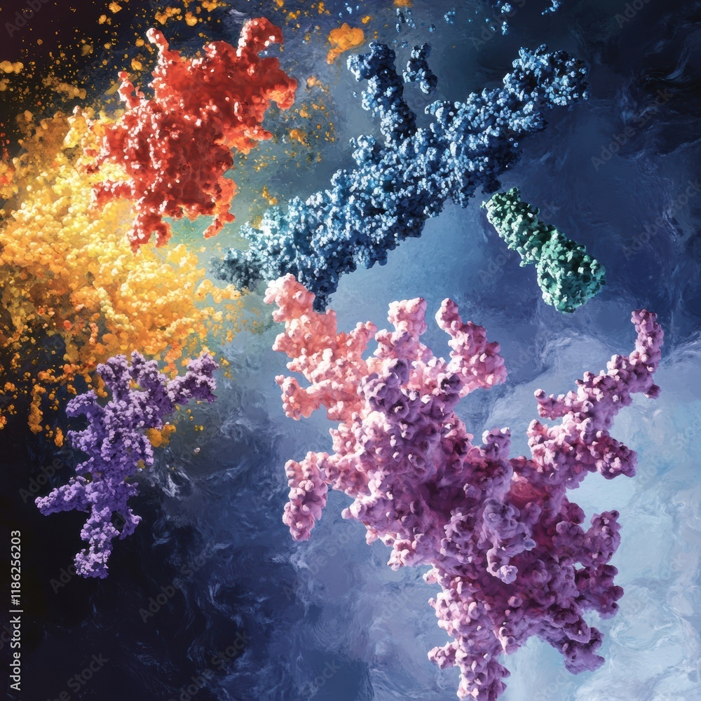 Leinwandbilder immune response with antibodies targeting a virus in a vibrant cellular environment. generative ai