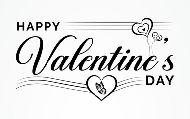 Valentines Day Calligraphy text with Heart shape on white background.