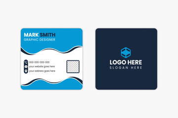 Rounded square business card design template, creative modern design in square size