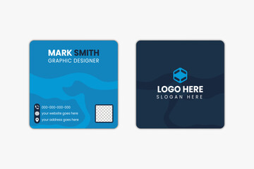 Rounded square business card design template, creative modern design in square size