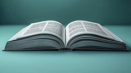 Obraz premium An open book displaying text on a minimalist background.