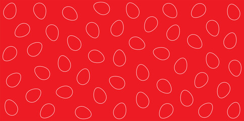 Seamless pattern of white Easter eggs outlines on vibrant red background. Minimalistic Easter themed design for holiday decor and print.