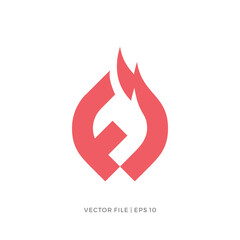 initial letter F fire flame logo