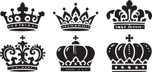 Big collection quolity crowns. Crown icon set. Collection of crown silhouette.
