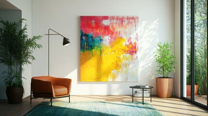 Modern oil and acrylic brushstrokes on a wall; colorful contemporary art. 