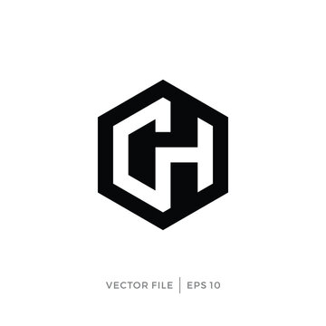 initial letter GH HG hexagon logo