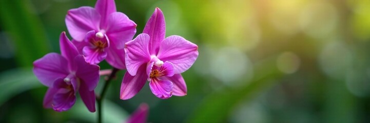 Obraz premium Purple Dendrobium Bantimurung blooming in a garden, flowers, garden, tropical plants