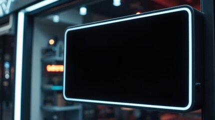 Blank LED Shop Sign on Futuristic Metal Mounting