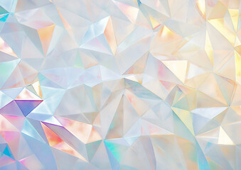 Naklejka premium Abstract holographic white paper texture featuring intricate geometric patterns and vibrant rainbow reflections, creating a modern and visually captivating design background