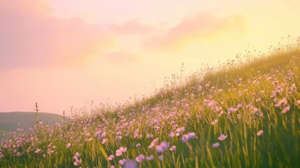 Naklejka premium Sunset Serene A picturesque landscape