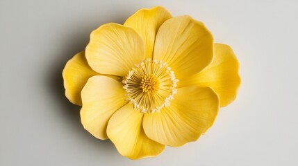 Single yellow buttercup flower with intricate details