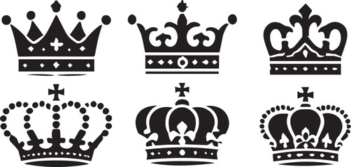Big collection quolity crowns. Crown icon set. Collection of crown silhouette.
