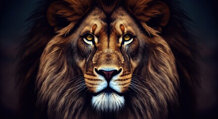 Naklejka premium Majestic lion portrait showcasing strength and beauty