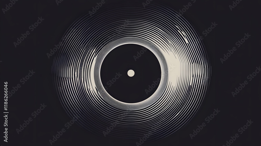 Poster abstract concentric circles design in grayscale