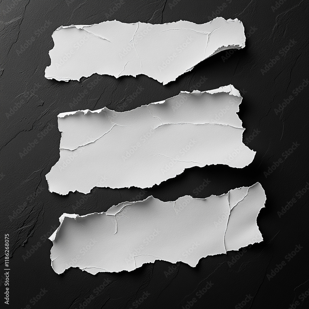 Poster unique texture of torn paper pieces on a dark background showcasing mineral patterns