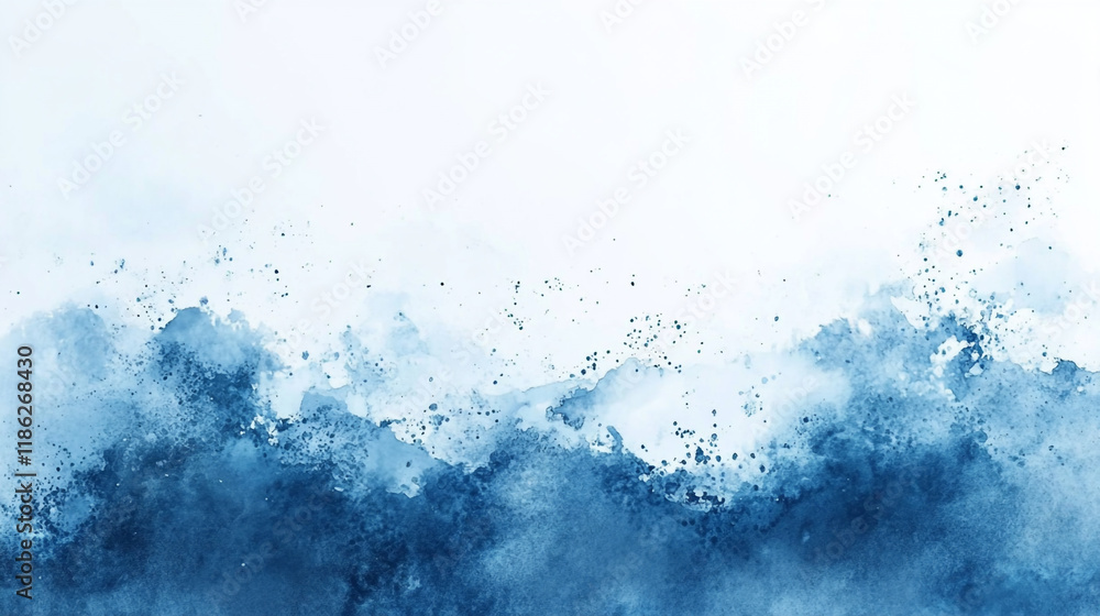 Aufkleber abstract blue watercolor waves create a calming ocean background with soft texture and tones
