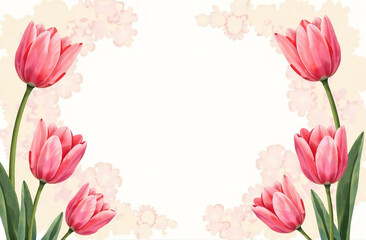 Tulips arranged in a frame, space for text.