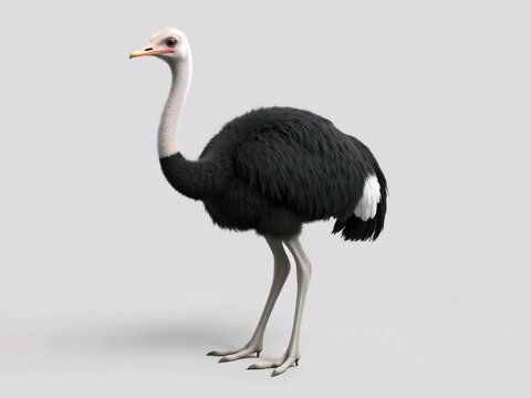 Happy cute ostric cartoon 3d rendering illustration