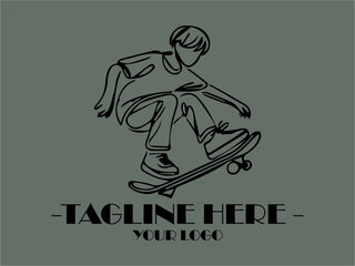 Fototapeta premium Skater performing skateboard trick, suitable Suitable background illustration vector for sports magazines, skateboarding websites, and social media posts showcasing extreme sports lifestyle