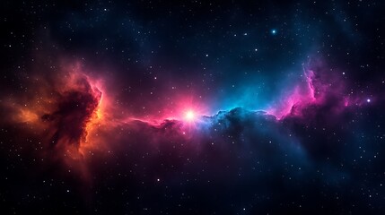 Fototapeta premium Cosmic Nebula Displaying Vivid Colors And Stars