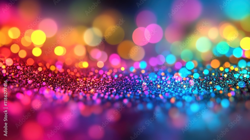 Poster bright and colorful bokeh lights swirl elegantly, creating a mesmerizing display of motion and vibra