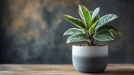 Elegant green indoor plant in a stylish grey pot, adding a modern and minimalist touch to home or office decor. Perfect for interior design and botanical themes.