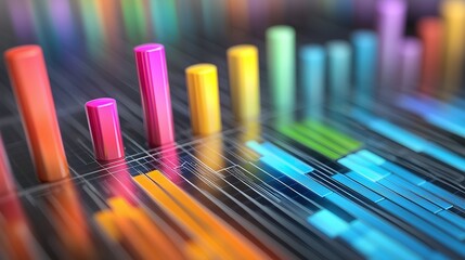 Obraz premium Colorful bar graphs symbolize dynamic revenue growth and financial analysis in rbf.