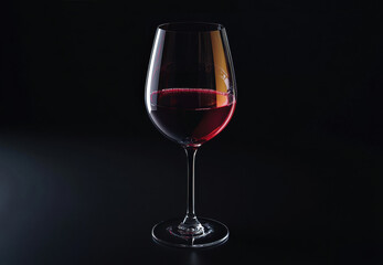 Red Wine Glass on Black Background
