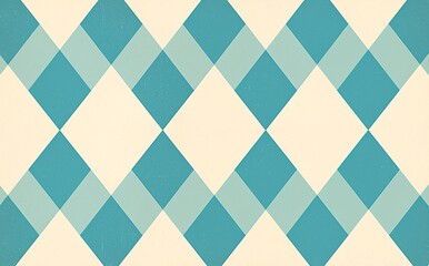 Seamless diamond argyle check pattern in blue and white with dotted red stitch. Vector geometric diamonds background. Fabric texture print for clothing, wrapping paper, decor