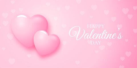 Valentines Day banner with pink hearts design 