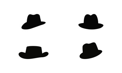 Hat silhouette set in black and white
