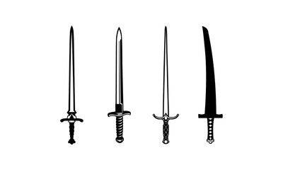 Sword Silhouette Set In Black And White