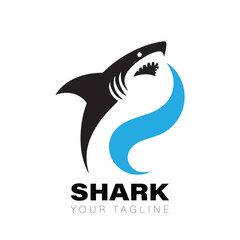 Fototapeta premium Shark Logo. Shark Logo Black and White, Shark Logo Design, Creative Shark Logo Images. Shark Logo Vector Design on White Background