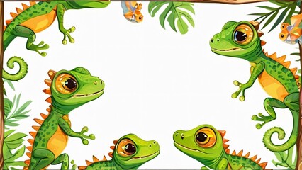 Obraz premium World Lizard Day: stylish minimalistic background with lizards