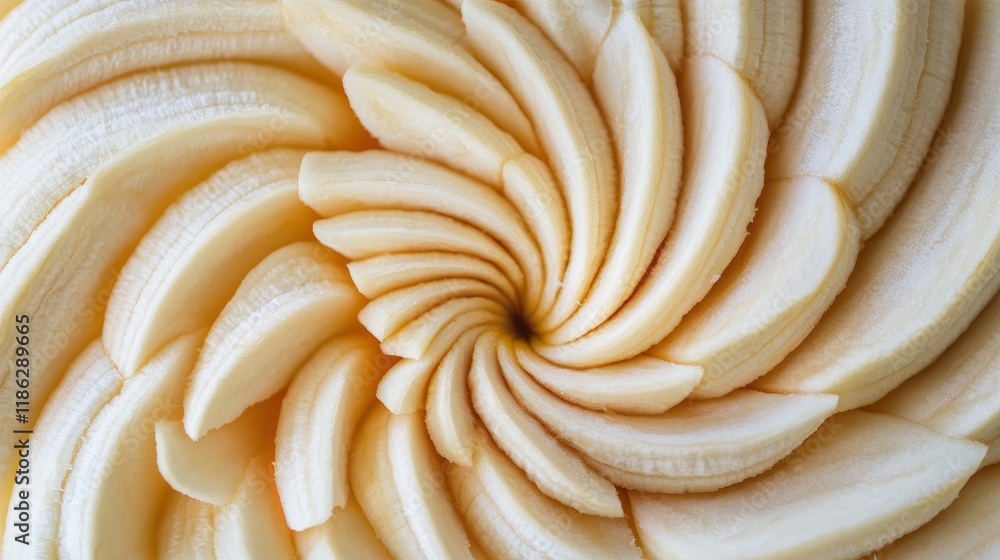 Aufkleber a captivating close-up of sliced banana arranged in a spiral pattern showcasing natural texture and 