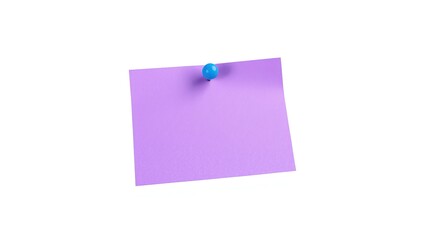 Purple Sticky Note with Blue Push Pin - Study Note Clip Art