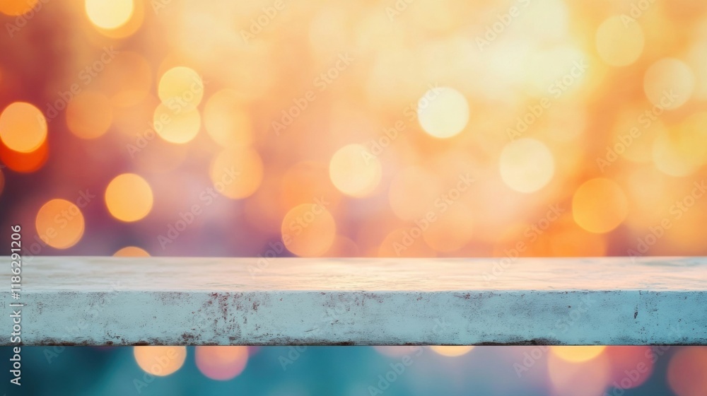 Poster a pristine white shelf is positioned with a gentle bokeh backdrop, creating a tranquil atmosphere pe