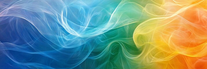 Obraz premium Abstract Flowing Background of Blue, Green and Yellow Transparent Layers With Soft, Delicate Feel