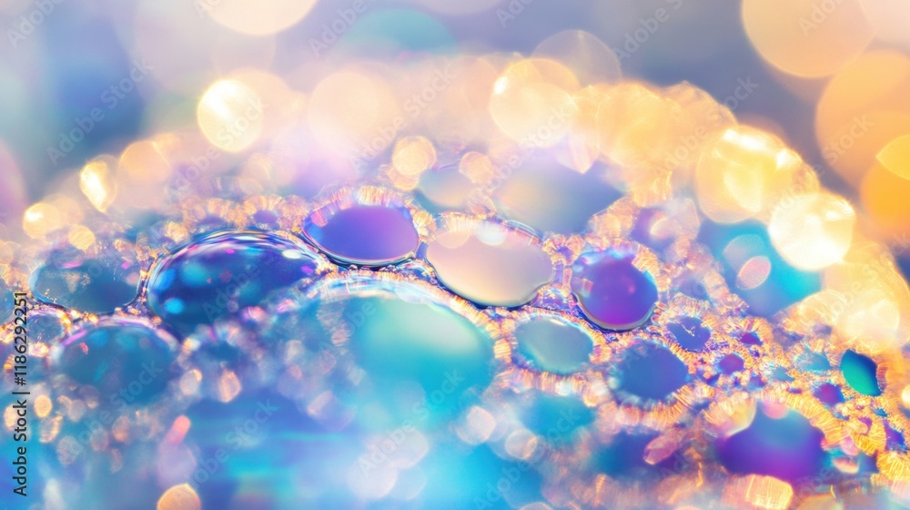 Poster colorful waves intertwine with bubbles, creating an enchanting display of iridescent patterns and hu