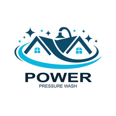 Professional pressure washing house logo design