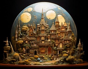 Fototapeta premium vintage moon village figurine