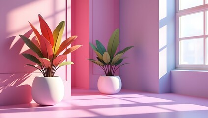 A stunning collection of vibrant indoor tropical flower plants in elegant vases makes for the perfect home decoration. Ideal for advertising, themed events, or banner design