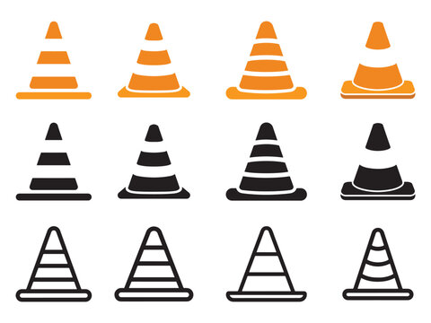 Traffic Cone Icon set vector on white background 