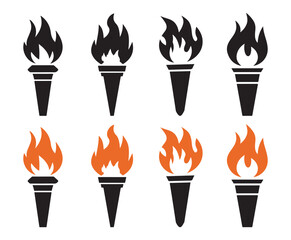 Torch icon set vector art on white background 